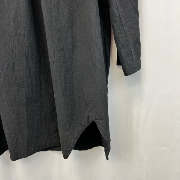 Misslook Womens Shift Dress Solid Black V Neck Long Sleeve Rounded Hemline L - Picture 9 of 11